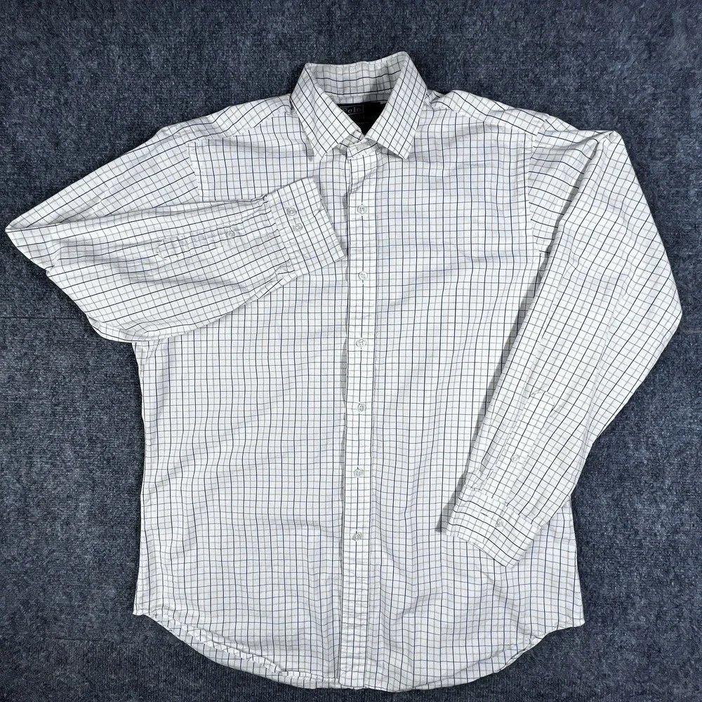 Polo Ralph Lauren Button Down Shirt Mens 16.5 34/35‎ White Yellow Regent Classic
